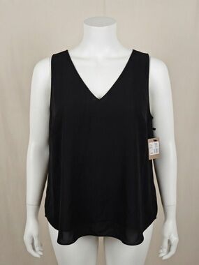 RW&CO. Black V-Neck Sleeveless Blouse Tank Top NWT Size XXL